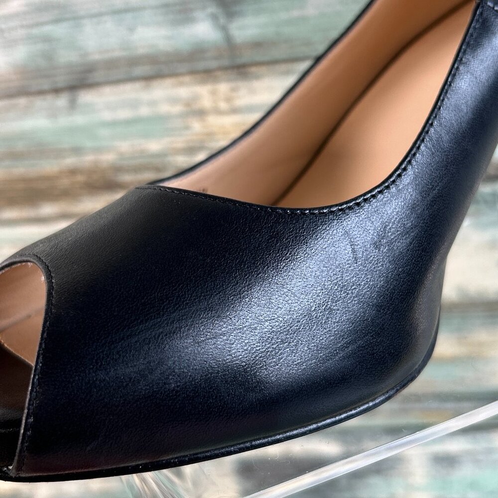 Cole Haan Pumps Womens Size 10B Black Leather Open Toe Dress Work Shoes Heels - Picture 13 of 14